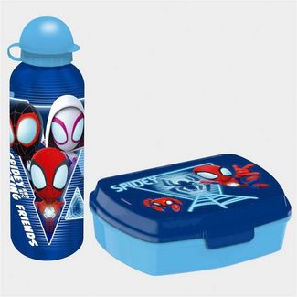 Spiderman Lunchbox Spiderman Brotdose & Trinkflasche Set Blau Web Design, 100% Aluminium, (1-tlg)