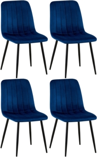 DELUKE® 4er Set Stühle LENZ Samt - 88 x 45 x 53 cm, blau, Metall Gestell Stühle Esszimmerstühle Stuhl Esszimmer Esstisch Stühle Küchenstuhl