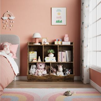 GarveeMore Kinderregal Spielzeugregal Kinderregal mit 5 Fächern Bücherregal Kinder