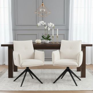 DUBI Möbel Polsterstuhl Mika-Nina, Federkern, pulverbeschichtet, 360° drehbar im 2er-Set