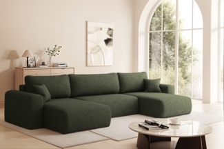 Wohnlandschaft Sofa mit Schlaffunktion FLORA Stoff Verita Dunkelgrün