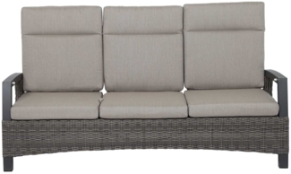 Lounge-Sofa Corido, Rattan, Grau, Schwarz, 206 x 103 x 87 cm