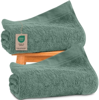 Hausfelder Saunatuch Premium Saunatücher 2er Set (Hellgrün, 2 Saunatücher, 80x200 cm), (2-St), hautfreundlich, saugstark, 100 % Baumwolle