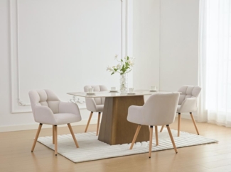 Vente-unique - Stuhl mit Armlehnen 2er-Set - Stoff & Buchenholz - Beige - PEGA von Pascal MORABITO