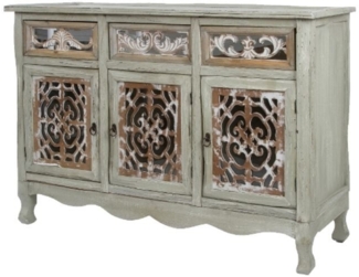 Casa Padrino Landhausstil Kommode mit 3 Türen und 3 Schubladen Antik Grau / Antik Braun 120 x 40 x H. 79 cm - Handgefertigte Anrichte im Landhausstil