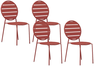 Vente-unique - Gartenstuhl stapelbar 4er-Set - Metall - Terracotta - MONTEFARO von MYLIA