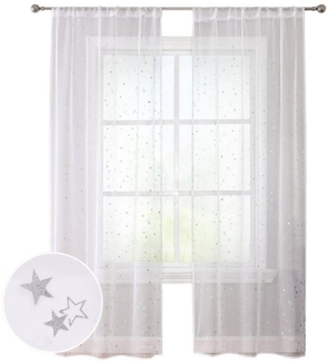 BTTO V&G Scheibengardine Fertiggardinen,Voile Vorhang mit Ösen Transparente Gardine, transparent