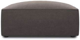 Micadoni Samtstoff Pouf Hocker Ruby | Bezug Dark Grey | Beinfarbe Black Plastic