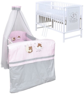 Baby-Delux Komplettbett Babybett Mia Komplettset, 10-tlg, Kinderbett 60x120 cm weiß, Bettset verschiedene Designs