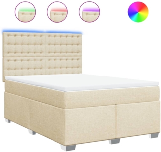 vidaXL Boxspringbett mit Matratze Creme 160x200 cm Stoff 3292858