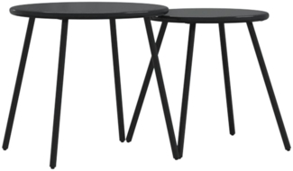 vidaXL Garten-Couchtisch 2 Stk. Rund Schwarz Pulverbeschichteter Stahl 4008112