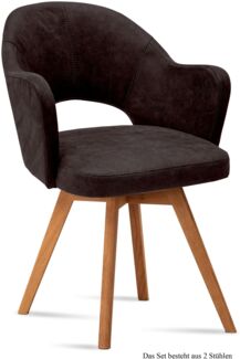 Armlehnstuhl (2er-Set) Dolly 59 x 87 x 61 Eiche geölt/Espresso
