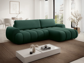 Vente-unique - Ecksofa mit Schlaffunktion - Ecke rechts - Stoff - Tannengrün - FRIDORA