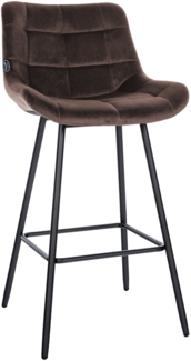 CLP Barhocker Weston mit Metallgestell und Fußstütze I Samt oder Kunstleder,braun Samt