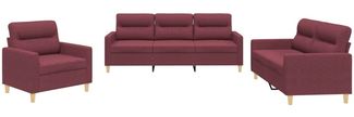 vidaXL 3-tlg. Sofagarnitur mit Kissen Weinrot Stoff 3201542