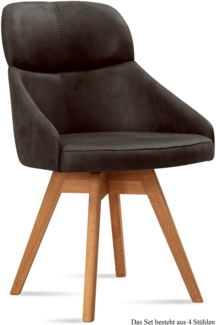 Esszimmerstuhl drehbar (4er-Set) Drala 52x82x63 Eiche geölt/Espresso