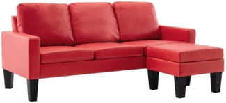 vidaXL 3-Sitzer-Sofa mit Hocker Rot Kunstleder 288772