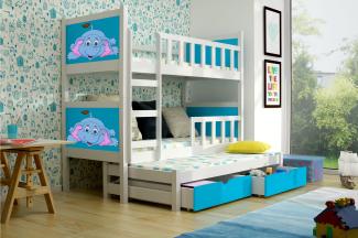 Stylefy Zoo II Funktionsbett Weiß Himmelblau