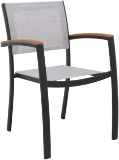 RAGUSA Stapelstuhl, Aluminiumrahmen in Mattschwarz, Textilene Bespannung in Birkengrau