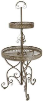 Casa Padrino Jugendstil Etagere Braun Ø 60 x H. 137 cm - Runde 2-Stufige Metall Etagere mit Tragegriff - Gastronomie Accessoires