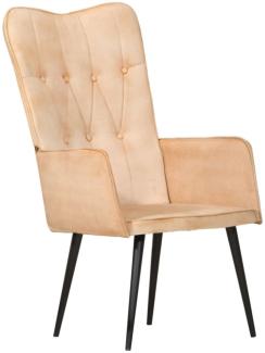 vidaXL Ohrensessel Creme Canvas-Material 339651