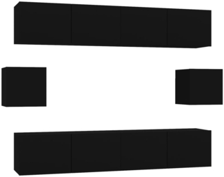 vidaXL 6-tlg. TV-Schrank-Set Schwarz Holzwerkstoff [3114359]