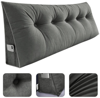JEOBEST Rückenkissen Dreieckiges Lesekissen, Keilkissen mit Seitenfach, 1-tlg, 160cm breit, Kissen mit abnehmbarem und waschbarem Bezug