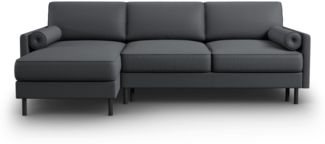Micadoni Ecksofa Scott 5-Sitzer Strukturierter Stoff Dunkelgrau Links 140x200
