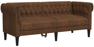 vidaXL Chesterfield-Sofa 2-Sitzer Braun Stoff 372555