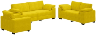 vidaXL 3-tlg. Sofagarnitur mit Kissen Gelb Samt 3324673