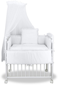 Baby Bettwäsche für Beistellbett 40x90 – Weiß mit Baldachin & Spitze