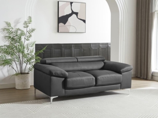 Ledersofa 2-Sitzer SOLANGE - Anthrazit