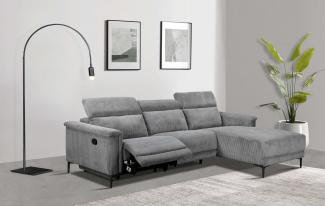 Places of Style Ecksofa Lund in Cord, L-Form, 261 cm, mit manueller, o. elektrischer Relaxfunktion, USB, Kopfteilverstellung