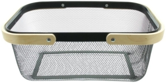 Allzweckkorb Metallkorb Bambus Korb Aufbewahrungskorb Schwarz Groß Klein