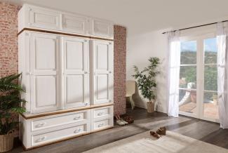 Weißer Kleiderschrank Massivholz - Dielenschrank weiß lackiert - anbaubar - erweiterbar - Landhausstil