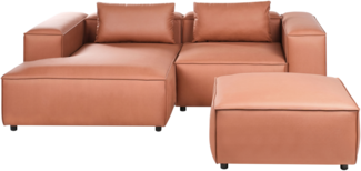 Modul Ecksofa 3-Sitzer BRANDE Kunstleder Goldbraun rechtsseitig