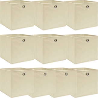 vidaXL Aufbewahrungsboxen 10 Stk. Creme 32x32x32 cm Stoff 288359