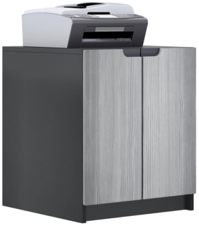 Druckerkommode Logan, Aktenschrank mit 2 Fächern und 2 Türen, Korpus in Schwarz matt, Fronten in Avola-Anthrazit, (51 x 60,5 x 54 cm)