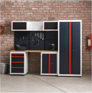 HTI-Living Werkzeugschrank Werkstattwand Havel Schwarz-Weiß-Rot (Stück, 1-St, 1 Werkstattwand inkl. Zubehör) Werkzeugwand Schranksystem Lochwand