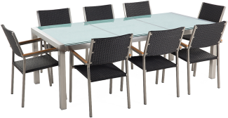 Essgruppe für 8 Personen GROSSETO 220x100x74 cm Schwarz