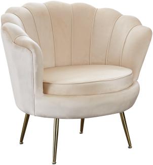 Muschelsessel Samt Beige Relaxsessel Polstersessel Ohrensessel Loungesessel