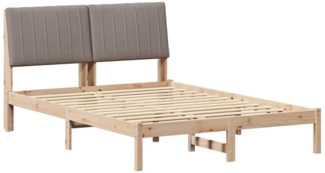 vidaXL Bettrahmen mit Kopfteil Taupe 140 x 200 cm Massives Kiefernholz 878887