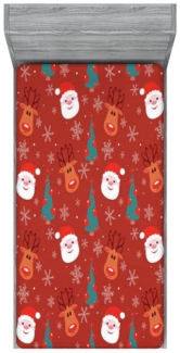 Abakuhaus Spannbettlaken Soft Dekorativer Stoff Bettwäsche Rund-um Elastischer Gummizug, rot Merry Xmas Cartoon Weihnachts