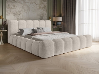 wonello Polsterbett Adell 1, Bett mit Bettkasten, inkl. Metall-Lattenrost - weicher Boucle-Stoff