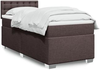 vidaXL Boxspringbett mit Matratze und LED-Beleuchtung, Holzwerkstoff dunkelbraun, 90x190 cm