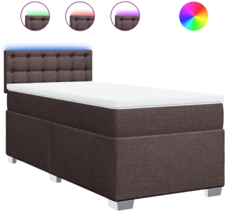 vidaXL Boxspringbett mit Matratze und LED-Beleuchtung, Holzwerkstoff dunkelbraun, 90x190 cm