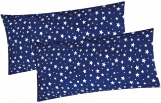 Heubergshop Kissenbezug, (2 Stück), 2er Set 40x80cm Stern Kissenhülle Baumwolle (EW-Sterne-Dunkelblau)