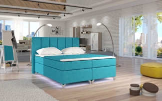 Basilio LED 140x200, Box Springs mit Beleuchtung, Blau