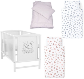 Baby-Delux Komplettbett Babybett Mia Komplettset, 7-tlg, Kinderbett 60x120 cm weiß, Bettset verschiedene Designs