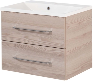 Fackelmann B.CLEVER Waschtisch 2-teilig, Gussmarmor 60 cm, Braun hell